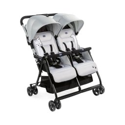 Cărucior de copii pentru gemeni Chicco OHLALA TWIN Silver Cat argintiu