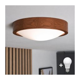 Brilagi - Plafonieră LED CARVALHO SLIM 1xE27/15W/230V, finisaj stejar-cireș, diam. 27 cm