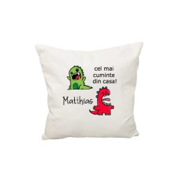 Perna cu husa personalizata imprimata 40x40 cm deseda 2 dino