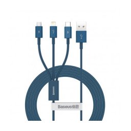 Cablu de date, Baseus, 3 in 1, Usb - Lightning / Usb Tip C / Micro Usb, 3.5 A, 1.5 M, Albastru