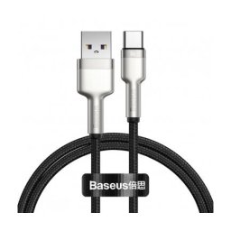 Cablu Date si Incarcare USB-A - USB-C Baseus Cafule Metal Series, 66W, 1m, Negru