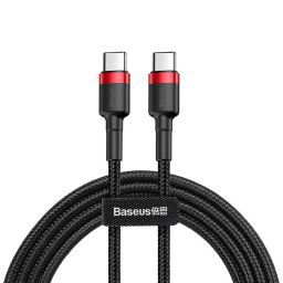 Baseus CABLU alimentare si date Baseus Cafule, Fast Charging Data Cable pt. smartphone, USB Type-C la USB Type-C 3A / 60W, 1m, rosu + negru "CATKLF-G91