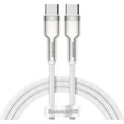 Cablu Date si Incarcare Baseus USB Type-C la USB Type-C Cafule, 1 m, 100W, CATJK-C02, Alb
