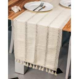 Napron din bumbac 100% Valentini Bianco, dimensiune 35x145cm, Rustic In