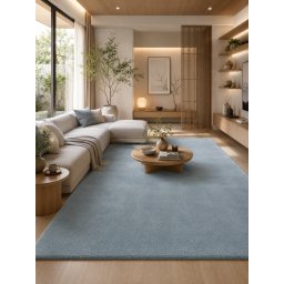 Covor Premium Belgian Soft Rimini 71481-090, Albastru, Gri, Marime 80 x 150 cm, Lungime Fir 22 mm, Poliester Reciclat, Antialergic, Living, Dormitor, Sufragerie, Birou
