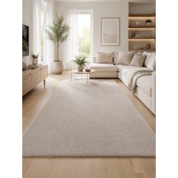 Covor Premium Belgian Soft Rimini 71481-060, Crem, Marime 160 x 230 cm, Lungime Fir 22 mm, Poliester Reciclat, Antialergic, Living, Dormitor, Sufragerie, Birou