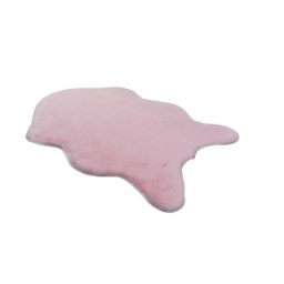 Covor Premium Belgian Model LOP 020 Shapes, Imitatie Blana Iepure, Roz, Marime 50 x 80 cm, Lungime Fir 23 mm, Poliester, Antialergic, Living, Dormitor, Sufragerie, Birou