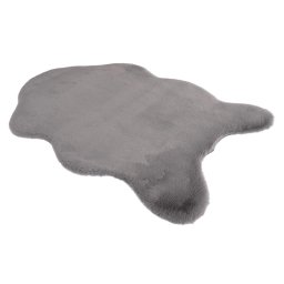 Covor Premium Belgian Model LOP 070 Shapes, Imitatie Blana Iepure, Gri, Marime 50 x 80 cm, Lungime Fir 23 mm, Poliester, Antialergic, Living, Dormitor, Sufragerie, Birou