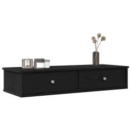 Raft de perete cu sertare negru 100x37,5x19 cm lemn prelucrat GartenMobel Dekor