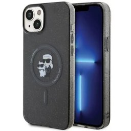 Husa Karl Lagerfeld Karl&Choupette Glitter MagSafe case for iPhone 15 - black