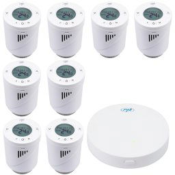 Kit Wifi 8 bucati cap termostatic inteligent PNI CT25T pentru calorifer si Hub PNI CT25WIFI cu control prin Internet, aplicatie