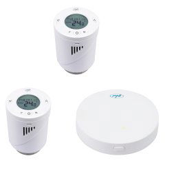 Kit Wifi 2 bucati cap termostatic inteligent PNI CT25T pentru calorifer si Hub PNI CT25WIFI cu control prin Internet, aplicatie