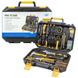 Trusa scule de mana PNI TC100, 100 de piese, material Otel Carbon si Crom Vanadiu, cutie din plastic