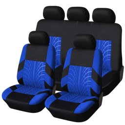 Set huse scaune auto rogroup mesh, cu fermoare pentru bancheta rabatabila, 9 bucati, culoare negru si albastru