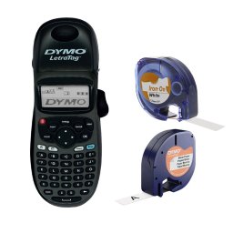 Set Imprimanta termica portabila DYMO LetraTag LT-100H Black Edition ABC etichete haine DYMO LetraTag Iron-On si o banda hartie