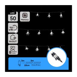 Aigostar - Instalație LED pentru exterior, 50 LED, 8 funcții, 8 m, IP44, alb rece