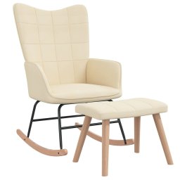 Scaun balansoar cu taburet, crem, textil GartenMobel Dekor