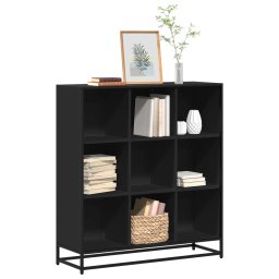 Biblioteca, negru, 97,5x33x107,5 cm, lemn prelucrat si metal GartenMobel Dekor