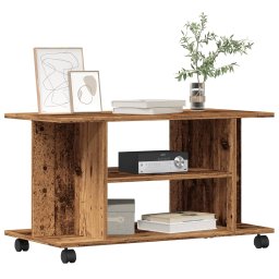 Dulap TV cu roti, lemn vechi, 80x40x45 cm, lemn prelucrat GartenMobel Dekor