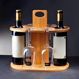Suport din lemn pentru sticle si pahare de vin