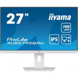 Monitor IPS LED Iiyama 27" XUB2792QSU-W6, WQHD (2560 x 1440), HDMI, DisplayPort, Boxe, Pivot, 100 Hz, 0.4 ms, Alb