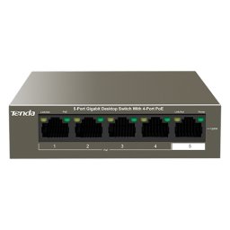 Switch 4 porturi Gigabit PoE, 1 port Uplink Gigabit - Tenda TND-TEG1105P-4-63W