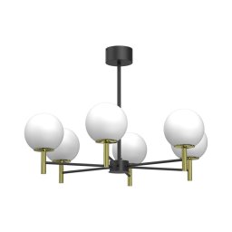Lustră pe tijă AWINION 6xE27/15W/230V alb/auriu/negru