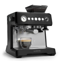 Klarstein Espressor GrandPresso, râșniță de precizie, duză de abur, portafiltru, indicator de presiune, 20 bar. (TK42-GrandPressoSSBl)