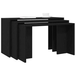 Mese suprapuse, 3 buc., negru, lemn prelucrat GartenMobel Dekor
