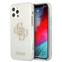 Husa Guess GUHCP12LPCUGL4GTR iPhone 12 Pro Max 6.7" transparent hard case Glitter 4G Big Logo