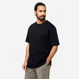 Tricou fitness guler rotund Negru Bărbați