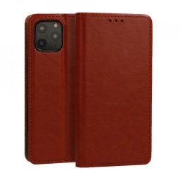 Husa pentru SAMSUNG GALAXY A22 4G, maro, (piele italiana originala)