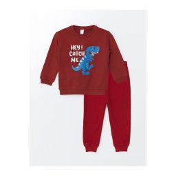 LC Waikiki Crew Neck Long Sleeve Printed Baby Boy Sweatshirt and Tracksuit Bottom 2-Piece Set
