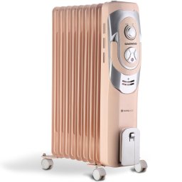 Calorifer electric cu ulei Daewoo DOH9C, 2000 W, 9 elementi, 5 canale de ulei, 3 nivele de putere, Termostat reglabil, Protectie supraincalzire, Indicator luminos, Crem
