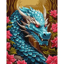 Set pictura pe numere, cu sasiu, Dragon - extra culori metalizate, 40x50 cm