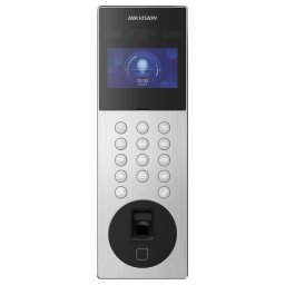 Videointerfon de exterior IP cu recunoastere faciala si pin digitala Hikvision DS-KD9203-ME6, recunoaste pana la 5000 imagini faciale, 50000 carduri,10000 utilizatori, deschidere faciala, amprenta si card, configurare remote via web, ecran 4.3-inch