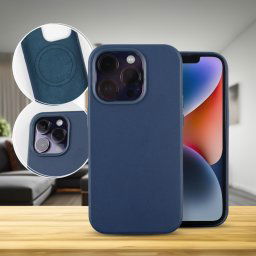 Husa Leather, Magsafe, iPhone 14/14 Pro/14 Pro Max, Dark Blue