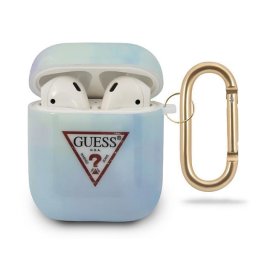 Husa Guess AirPods, Tie Dye Collection, culoare albastru