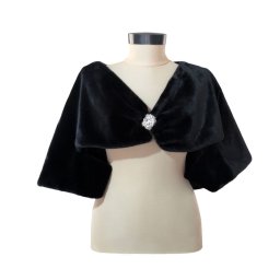Bolero mireasa, negru cu blanita, scurt - L 41cm - ILIF411012