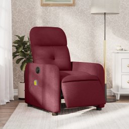 Fotoliu electric de masaj rabatabil, rosu vin, textil GartenMobel Dekor