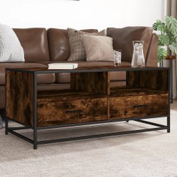 Masuta cafea, stejar fumuriu 100x50x45 cm lemn prelucrat/metal GartenMobel Dekor