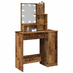 Masa de toaleta cu LED, lemn vechi, 86,5x35x136 cm GartenMobel Dekor