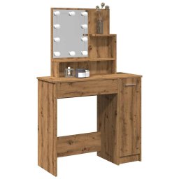 Masa de toaleta cu LED, stejar artizanal, 86,5x35x136 cm GartenMobel Dekor