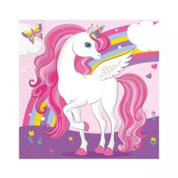 Set de 20 de șervețele cu model unicorn și curcubeu - 33 x 33 cm