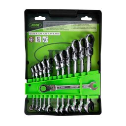 SET 12 CHEI COMBINATE CU CLICHET SI CAP ROTAT 8,9,10,11,12,13,14,15,16,17,18,19 mm, cap articulat de la 0º pana a 180º, clichet cu 72 dinti inclinare de 5º
