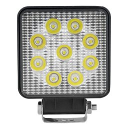 PROIECTOR DE LUCRU CU LED, PATRAT, LUMINA CONCENTRATA,9 leduri de 3W,multivolti 10-30V luminozitate: 1.450 lumens,corp din aluminiu mai mult de 30.000 ore de viata utila