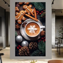 Tablou Canvas Cafea cu Fulg de Nea BRF69 (Dimensiune LxH: 40x70cm)