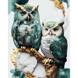 Set pictura pe numere, cu sasiu, Bufnite auritei, 40x50 cm