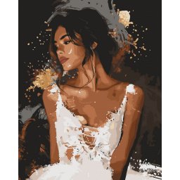 Set pictura pe numere, cu sasiu, Mireasa noptii - canvas negru, 40x50 cm