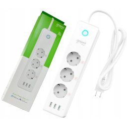 prelungitor inteligent gosund p1, wireless, 3 prize, 3xusb, 15w, 3a, intrerupator, 1.5 m, compatibil alexa